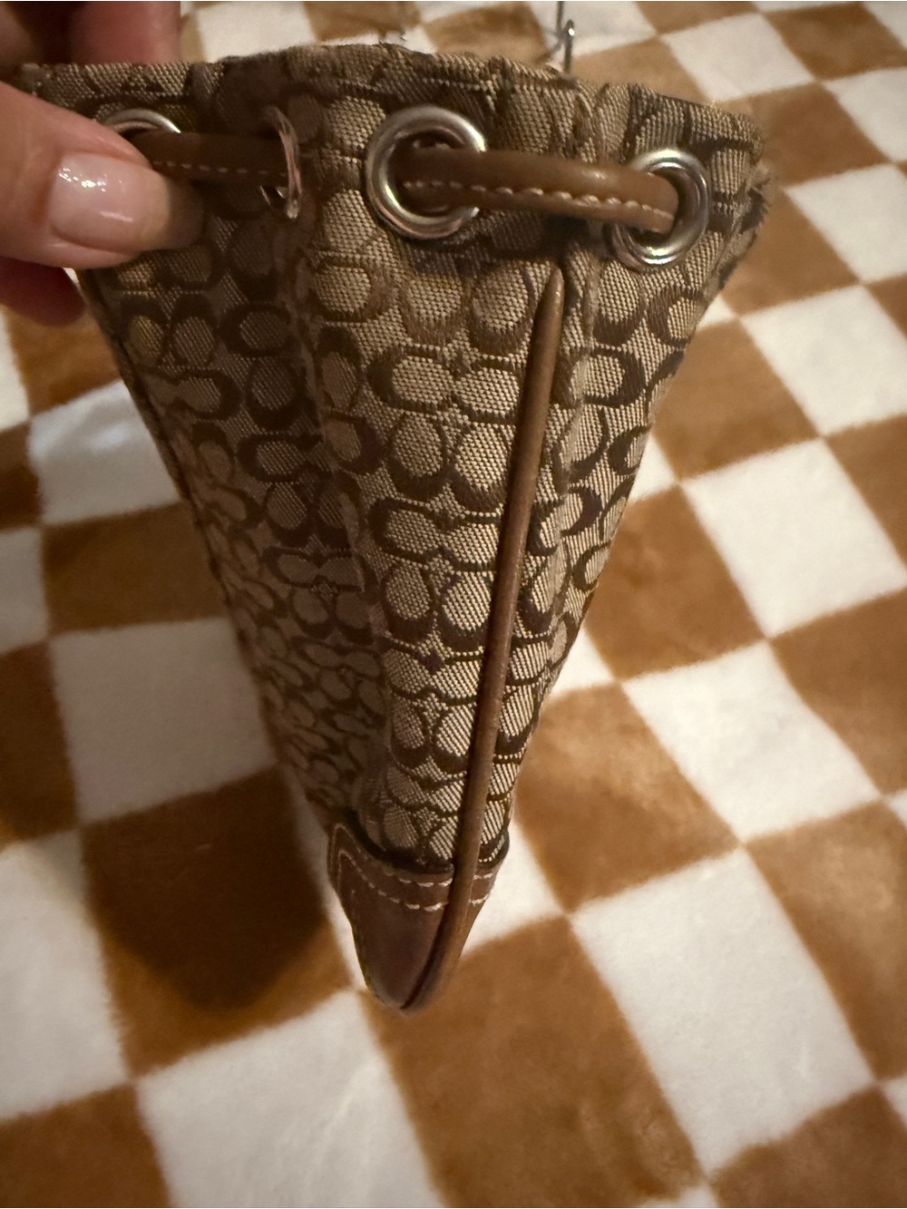 Coach Soho Signature Mini Drawstring Bucket Bag Wristlet Pouch RARE Vintage Y2K - Picture 10 of 16